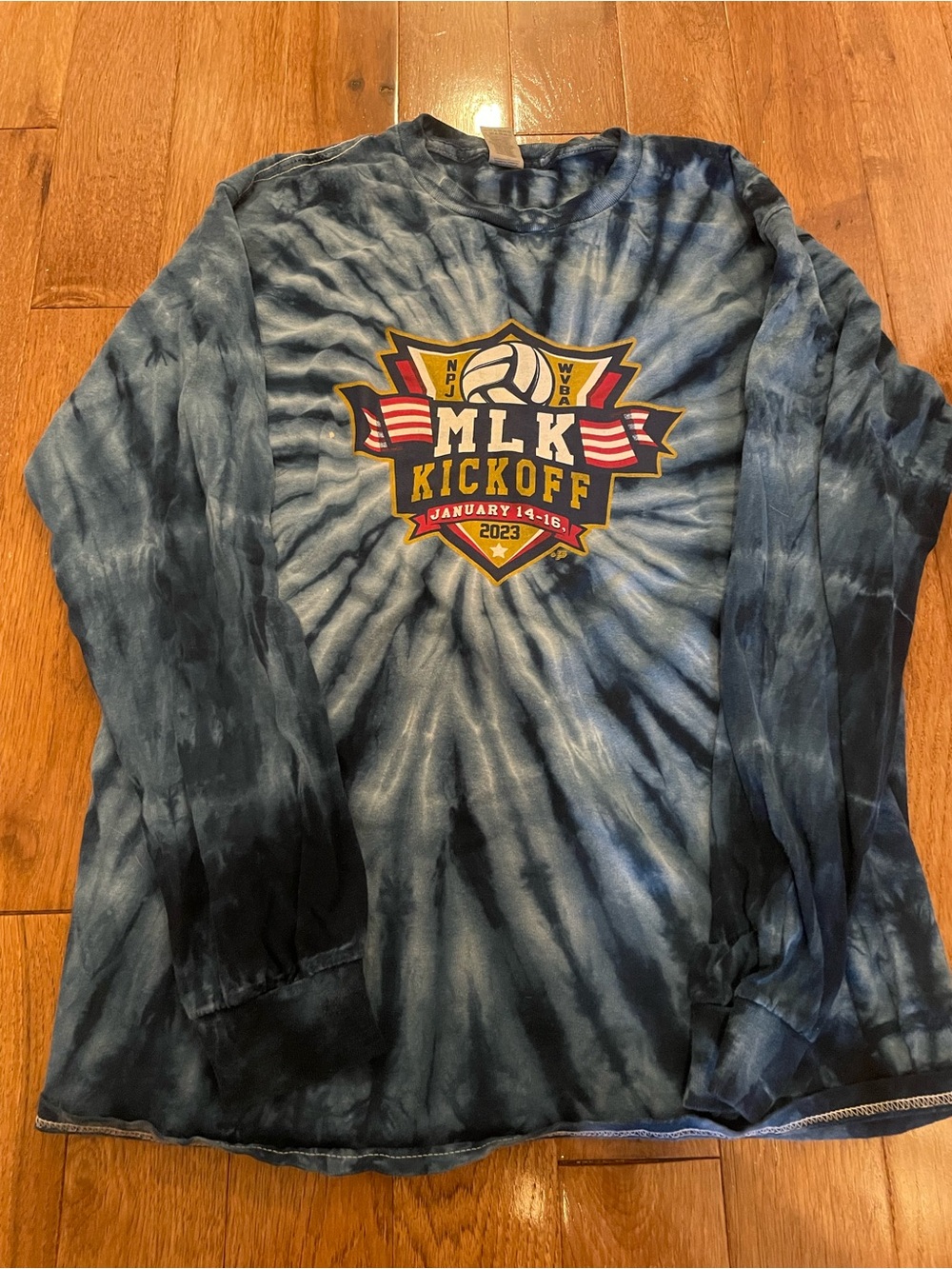 Tie-Dye Long Sleeve Womens  Top - Blue
